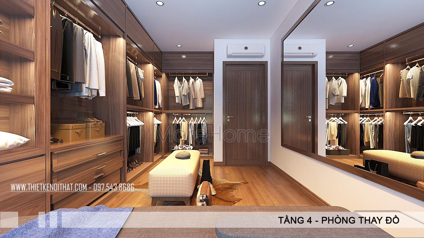 Thiết kế nội thất phòng thay đồ cho biệt thư Vinhome Thăng Long, Hoài Đức, Hà Nội